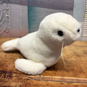 White 9" Baby Seal Pup Looks like Vintage Sea World Plush Stuffed Animal Toy